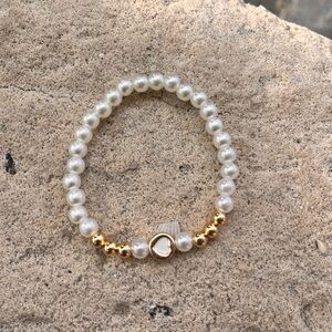Pearl and Gold Beaded Bracelet